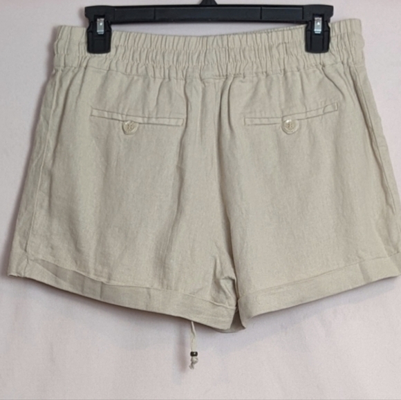 Love Tree Linen Beige Drawstring Waist Shorts with Pockets size Large - Picture 5 of 9